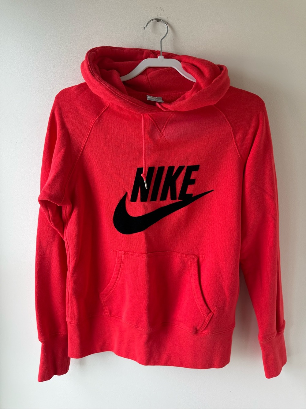 Nike Bright Red Hooded Sweatshirt with Black Tag Logo
